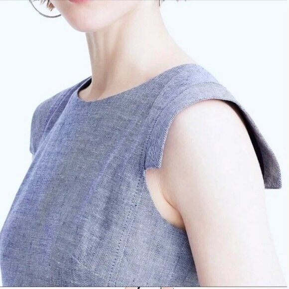 EUC J.Crew Resume Dress in Blue, Linen Blend, Sz. 6 - Picture 4 of 14